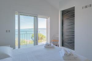 a bedroom with a bed and a large glass window at Villa Elvise - YourPlace Abruzzo in Fossacesia +45 photos