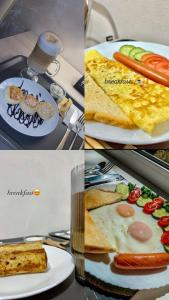 a collage of pictures of breakfast foods on plates at Hotel BK in Kyiv