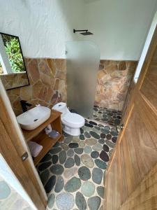 a bathroom with a toilet and a sink at Cascada Elysiana in Platanillo