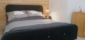 a large bed with two pillows on it in a bedroom at Ide-Odú Apartman in Baja +3 photos