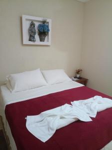 a bedroom with a bed with a red blanket at Pousada Em-Cantto in Conservatória