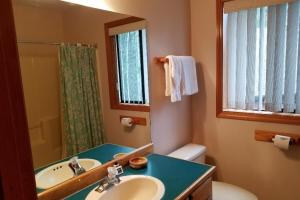 a bathroom with a sink and a mirror at 4 Approach Lane in Sunriver