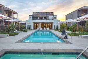 a swimming pool in front of a house at Duchamp Healdsburg in Healdsburg