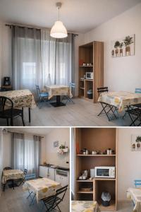two pictures of a room with a table and a kitchen at Easy Venice Rooms 1- 2 in Mestre