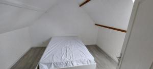 a small room with a bed in a attic at Studio avec vu sur le Loir in La Flèche