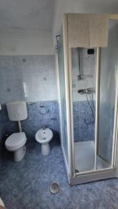 a bathroom with a toilet and a shower at Dany House in Atrani