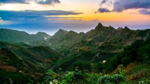 a view of a mountain valley at sunset at Blue Oasis in Tacoronte