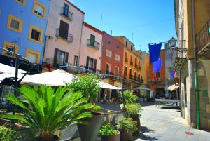 a street with a group of buildings and plants at Can Calo 2B in Castelló d'Empúries