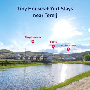 a view of a river with the words tiny houses and yurt stays near t at Yurt near terelj in Nalayh