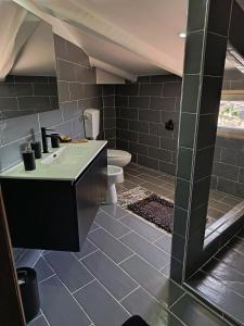 a bathroom with a sink and a toilet at B&B Marino in Grisolia