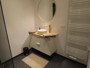 a bathroom with a sink and a mirror at Appartement 2 chambres Rochefort in Rochefort