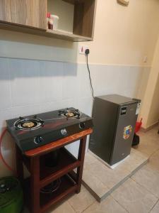 a kitchen with a stove and a small refrigerator at Arifa Homes in Ruringʼu