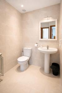 a bathroom with a toilet and a sink at Xorroxin in Elizondo +9 photos