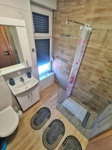 a bathroom with a shower and a toilet and a sink at Lasta Apartman Sokobanja in Soko Banja +19 photos