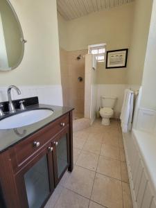 a bathroom with a sink and a toilet at Clariston in Bridgetown