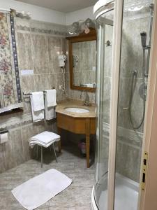 a bathroom with a sink and a shower at Millenniumhotel in Vigo di Fassa