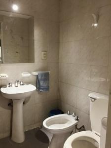 a bathroom with a toilet and a sink at Loft plaza España in Mendoza +8 photos