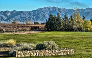 a field of grass with mountains in the background at Loft plaza España in Mendoza