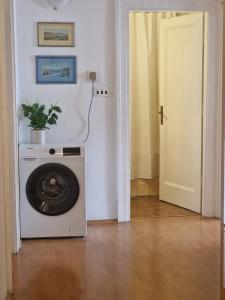 a room with a washing machine with a plant on it at Rooms delux muro in Split