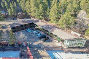 an overhead view of a building with a parking lot at Nicky's Resort in Estes Park +146 photos
