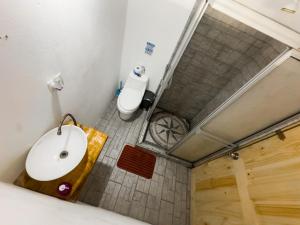 a bathroom with a sink and a toilet at La Jungla in Talamanca +28 photos
