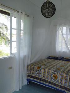 Un pat sau paturi într-o cameră la onelovecottagetobago holiday home