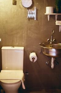 a bathroom with a toilet and a sink at Apple Orchard Pelion in Volos