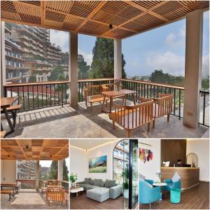 a collage of photos of a balcony with a building at Sapa Lumia Hotel in Sapa