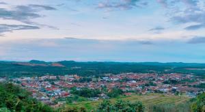 a view of a city from a hill at Jementah Homestay 18 in Jementah