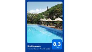 a screenshot of a tablet with a picture of a swimming pool at SV Boutique Resort in Vung Tau