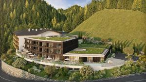 a rendering of a hotel with a hill in the background at Ganis Resort in Nova Ponente