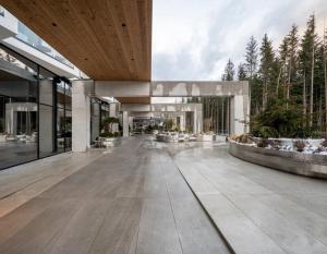 an external view of a building with a courtyard at Mountain Residence 4* in Bukovel