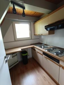 a small kitchen with a sink and a stove at Ferienhaus Glücksgefühle in Waldbrunn