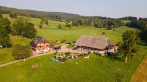 an aerial view of a large house in a field at Urbanshof Herr Tobias Fehrenbach in Hinterzarten