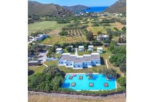 an aerial view of a house with a swimming pool at Ow Andros Suite 3,Private Whirlpool in Andros
