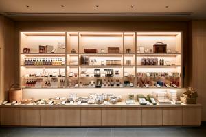 a display case in a store with a lot of products at Fufu Kyoto in Kyoto