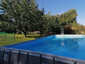 a ladder sitting on top of a swimming pool at tierfreundliche Ferienwohnung in Adamshoffnung
