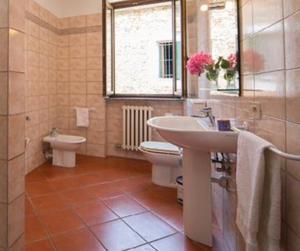 a bathroom with a sink and a toilet and a window at Agriturismo Il Colletto in Albenga +37 photos