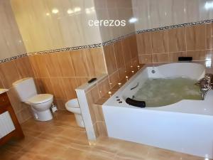 a bathroom with a bath tub and a toilet at Los Cerezos in Rada +26 photos