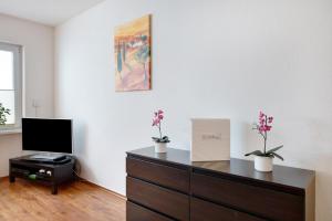 a living room with a dresser and a tv at Agricola in Bad Säckingen