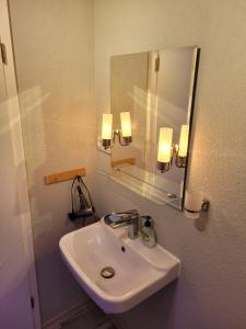 a bathroom with a sink and a mirror at Wohnung in Elz in Elz +4 photos
