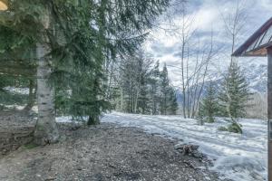 a snow covered road in a forest with trees at Gawal 1 in Villard-Reculas