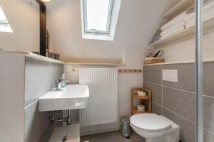 a small bathroom with a toilet and a sink at Grüner-Seppel in Rodalben
