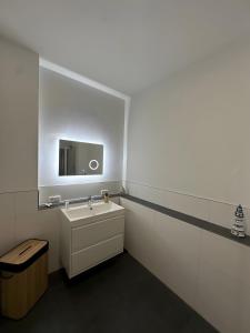 a bathroom with a sink and a mirror at Ferienwohnung Derday im Schuttertal in Schuttertal