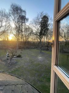 a view of a yard from a window at Gutsherren Räume in Groß Upahl