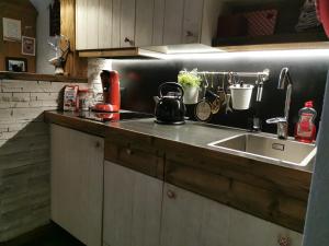 a kitchen with a sink and a counter top at Allgäu Fewo Hüttenflair Bergblick in Bad Hindelang