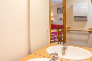 a bathroom with a sink and a mirror at Le jardin des neiges in Praz-sur-Arly +16 photos