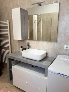 a bathroom with a sink and a mirror at Casa Domus Oppiorum in Ca degli Oppi