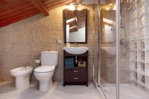 a bathroom with a toilet and a sink and a shower at Duplex India in Tacoronte +26 photos