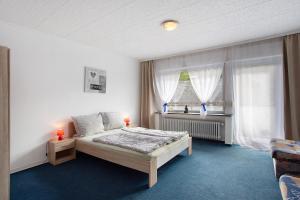 a bedroom with a bed and a window at Gästehaus Roth in Willingen